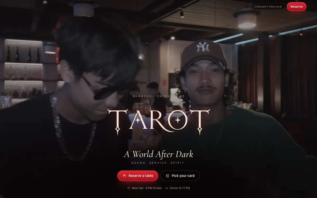 TAROT website on desktop