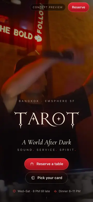 TAROT website on mobile